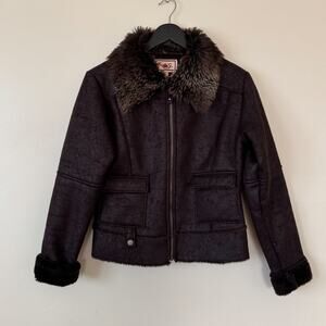 Frida G London Brown Bomber Aviator Jacket Sz M